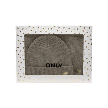 Echarpe coffret cadeau avec bonnet taupe uni et une petit cœur brodé - Image 2