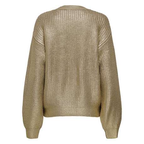 Pull beige uni avec une coupe droite à col rond et des manches longues - Image 2