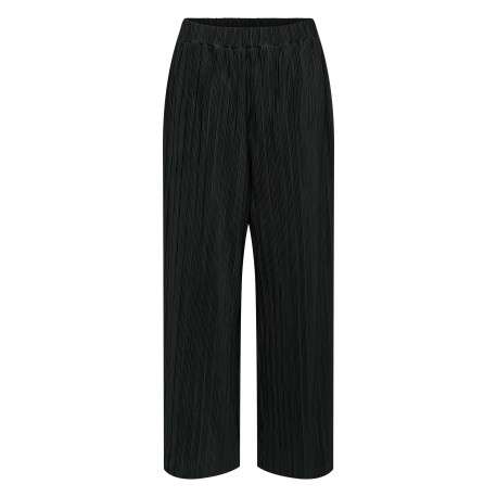 Pantalon noir uni avec une coupe droite et une taille élastiquée