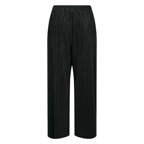 Pantalon noir uni avec une coupe droite et une taille élastiquée - Image 2