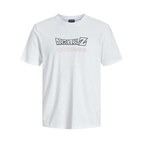 T-shirt en coton blanc imprimé dessin animé à la poitrine et au dos à col rond