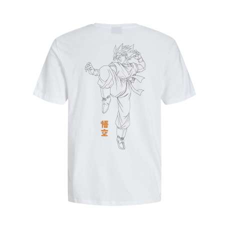 T-shirt en coton blanc imprimé dessin animé à la poitrine et au dos à col rond - Image 2