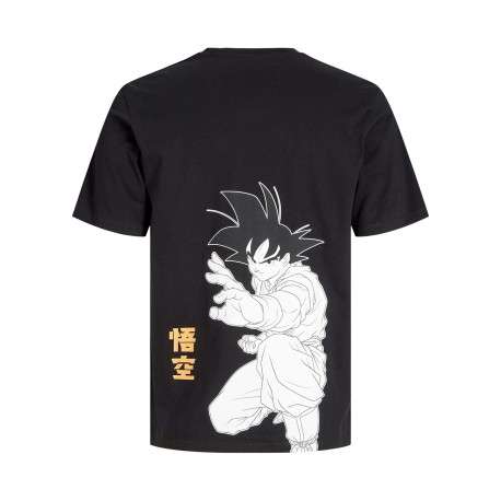 T-shirt en coton noir imprimé dessin animé à la poitrine et au dos à col rond - Image 2