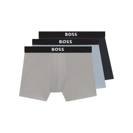 Lot de 3 boxers en coton multicolores unis avec une coupe longue