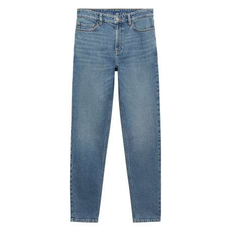 Jean en coton bleu indigo légèrement délavé à coupe mom fit et à taille haute