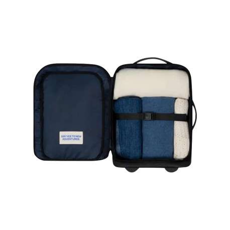 Petite valise à roulettes XS noire unie avec des bretelles au dos - Image 3