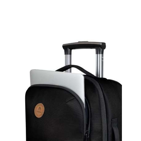Petite valise à roulettes XS noire unie avec des bretelles au dos - Image 4