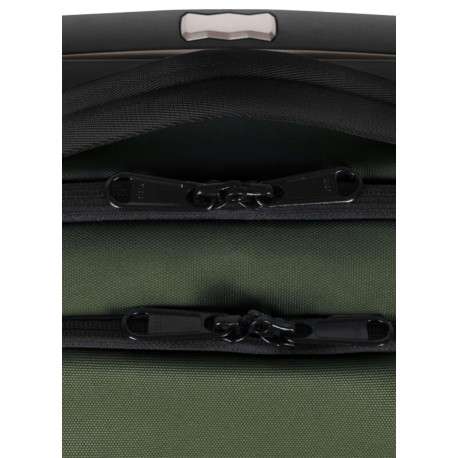 Petite valise à roulettes XS kaki unie avec des bretelles au dos - Image 4