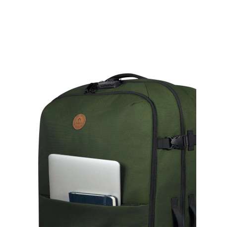 Grande valise à roulettes L kaki unie à code et à détails noirs - Image 4