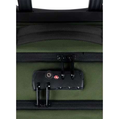Grande valise à roulettes L kaki unie à code et à détails noirs - Image 5