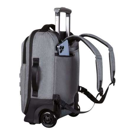 Petite valise à roulettes XS grise claire unie avec des bretelles au dos - Image 2