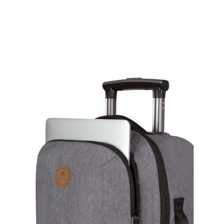 Petite valise à roulettes XS grise claire unie avec des bretelles au dos - Image 3