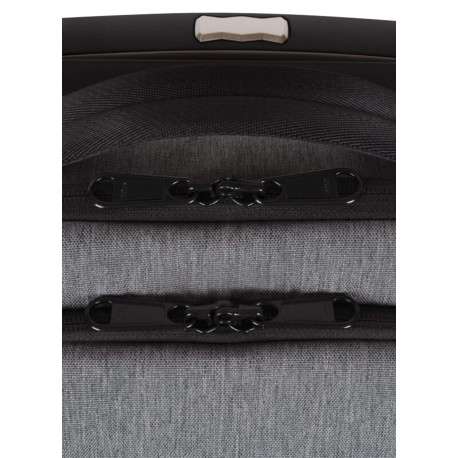 Petite valise à roulettes XS grise claire unie avec des bretelles au dos - Image 4
