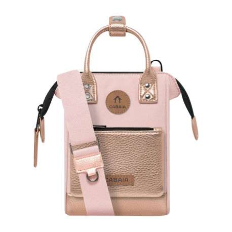 Mini sac à bandoulière rose uni zippé avec des détails roses gold satinés