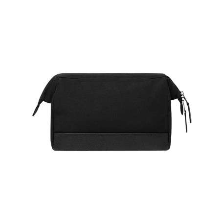 Petite trousse de toilette noire unie zippée avec le logo à l'avant - Image 2