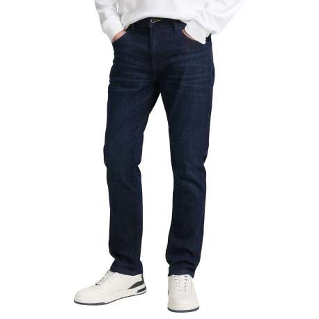 Jean en coton bleu brut légèrement délavé avec une coupe slim - Image 4