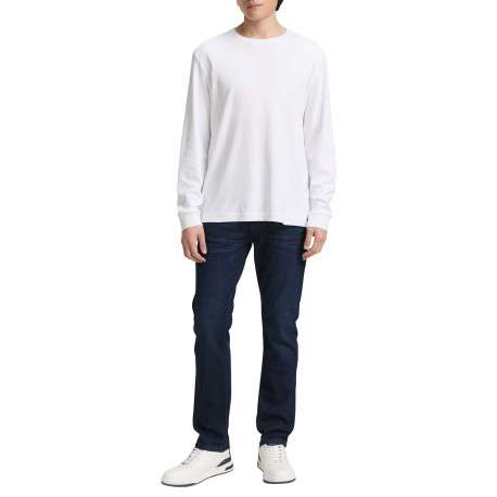 Jean en coton bleu brut légèrement délavé avec une coupe slim - Image 5