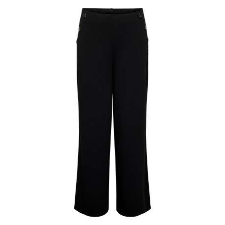 Pantalon chino noir uni avec une coupe flare et une taille élastiquée