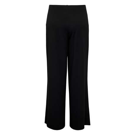 Pantalon chino noir uni avec une coupe flare et une taille élastiquée - Image 2