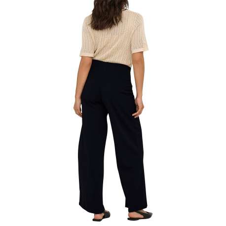 Pantalon chino noir uni avec une coupe flare et une taille élastiquée - Image 4