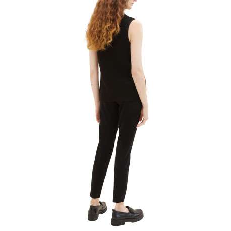 Pantalon chino noir uni à coupe slim avec un lien à nouer à la taille - Image 2