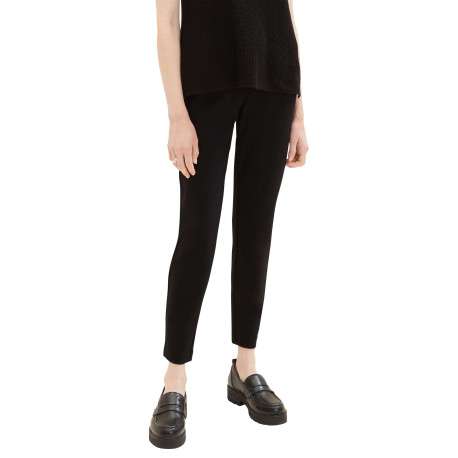 Pantalon chino noir uni à coupe slim avec un lien à nouer à la taille - Image 4