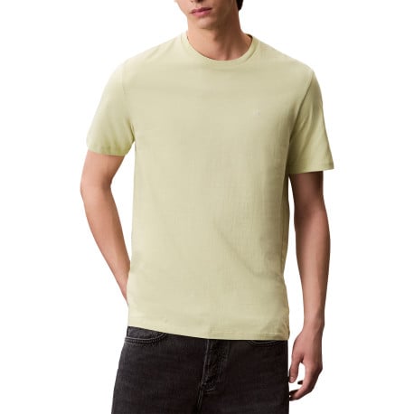T-shirt en coton vert clair uni avec le logo brodé en petit et à col rond