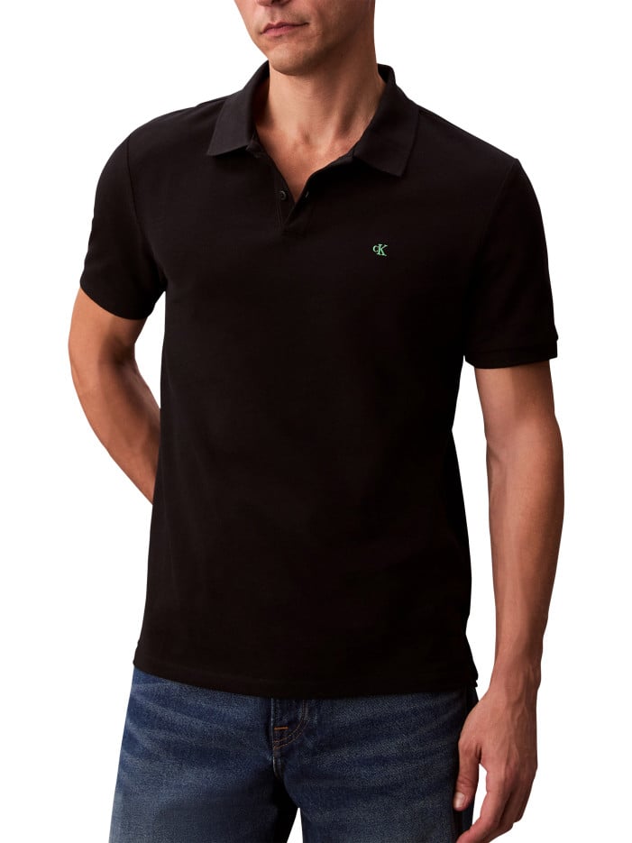 Polo en coton noir uni à...