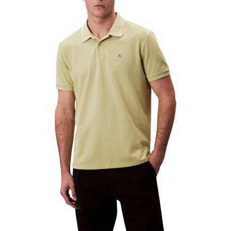 Polo en coton vert pistache uni à coupe slim avec le logo brodé en petit