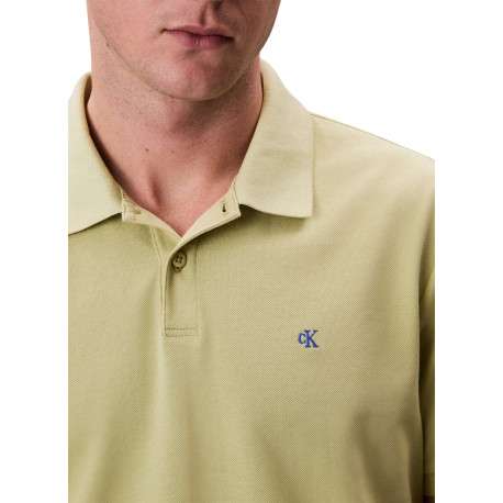 Polo en coton vert pistache uni à coupe slim avec le logo brodé en petit - Image 3
