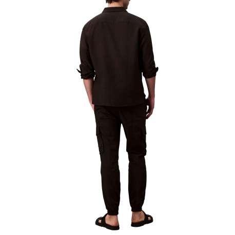 Pantalon cargo noir uni à coupe slim et à ourlets élastiqués - Image 2