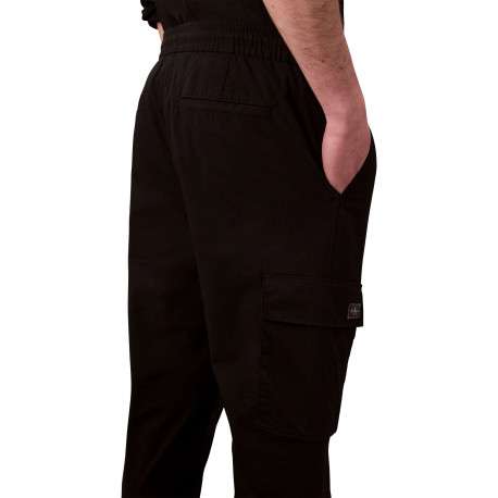 Pantalon cargo noir uni à coupe slim et à ourlets élastiqués - Image 5