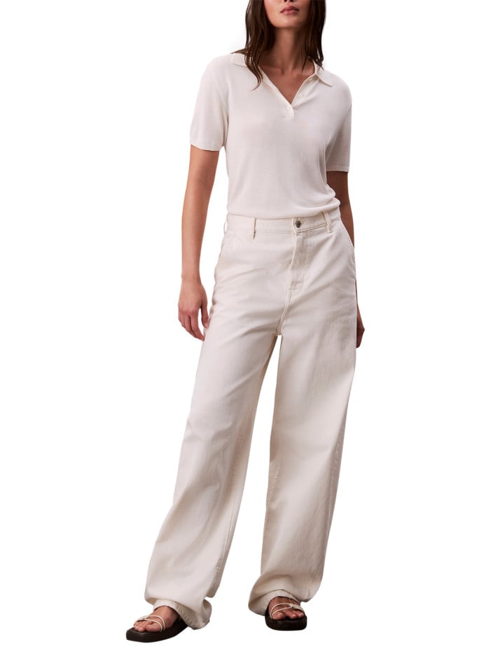 Pantalon denim en coton...