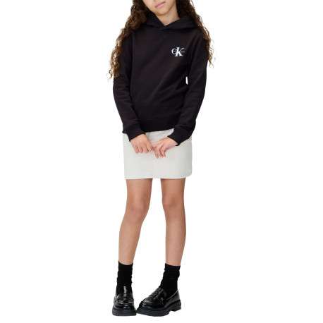 Sweat à capuche en coton noir uni à coupe droite avec le logo imprimé - Image 5