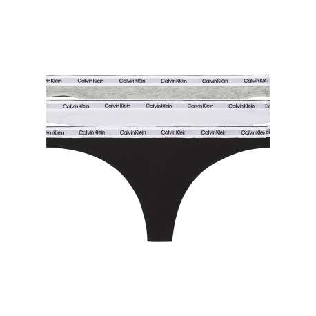 Lot de 3 strings en coton multicolores unis avec le nom de la marque