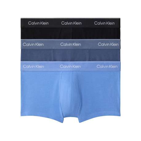 Lot de 3 boxers en coton bleus unis courts avec le nom de la marque
