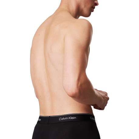 Lot de 3 boxers en coton bleus unis courts avec le nom de la marque - Image 3