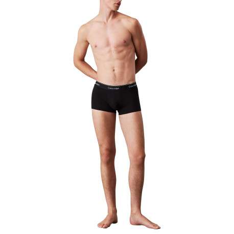 Lot de 3 boxers en coton bleus unis courts avec le nom de la marque - Image 5