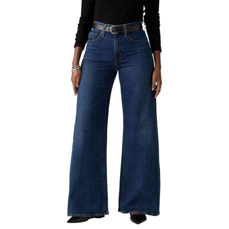 Jean bleu uni avec une coupe bootcut et multiples poches plaquées - Image 3