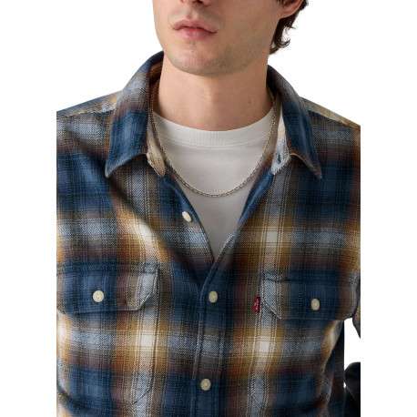Chemise en coton multicolore à coupe droite avec un motif écossais - Image 5