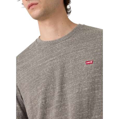 T-shirt en coton gris moucheté avec col rond et des manches courtes - Image 4