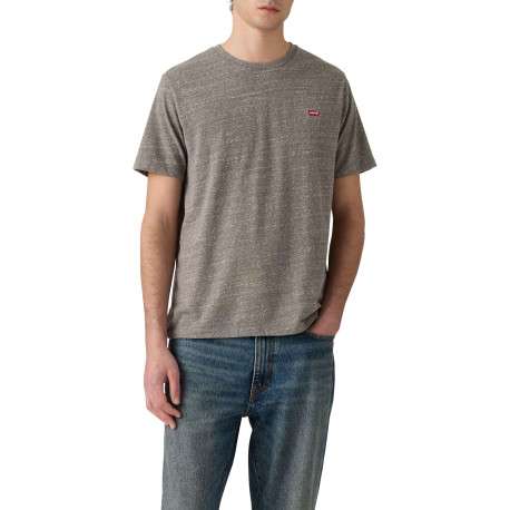 T-shirt en coton gris moucheté avec col rond et des manches courtes - Image 5