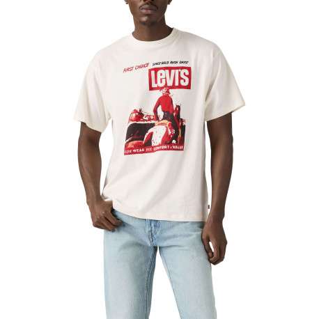 T-shirt en coton écru avec un imprimé fantaisie et des manches courtes - Image 4