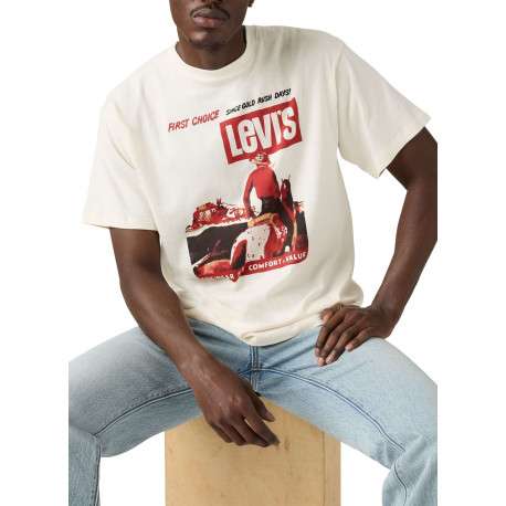 T-shirt en coton écru avec un imprimé fantaisie et des manches courtes - Image 5