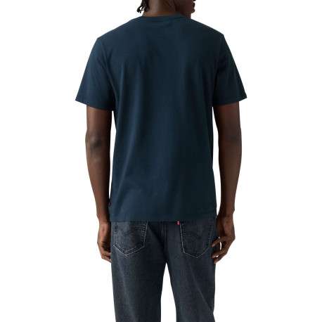 T-shirt en coton bleu marine avec col rond et logo de la marque - Image 3