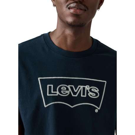 T-shirt en coton bleu marine avec col rond et logo de la marque - Image 4