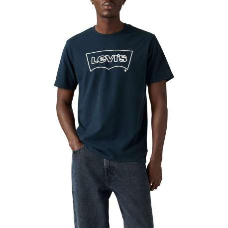 T-shirt en coton bleu marine avec col rond et logo de la marque - Image 5