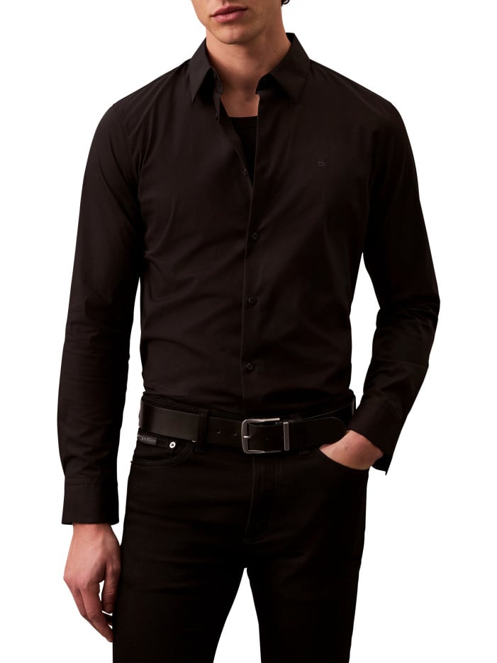 Chemise en coton noire unie...