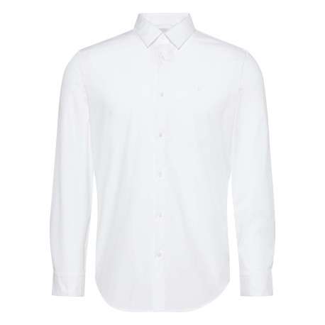 Chemise en coton blanche unie à coupe regular fit fermée par des boutons