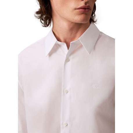 Chemise en coton blanche unie à coupe regular fit fermée par des boutons - Image 3